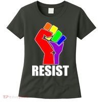 Resist Rainbow Fist National Pride Equality March Women's T-Shirt thumb 0