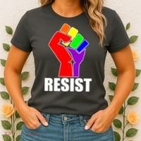 Resist Rainbow Fist National Pride Equality March Women's T-Shirt thumb 2