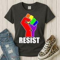 Resist Rainbow Fist National Pride Equality March Women's T-Shirt thumb 3