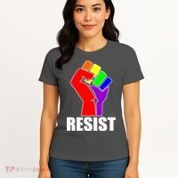 Resist Rainbow Fist National Pride Equality March Women's T-Shirt thumb 4