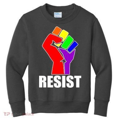 Resist Rainbow Fist National Pride Equality March Kids Sweatshirt