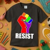 Resist Rainbow Fist National Pride Equality March Kids T-Shirt thumb 3