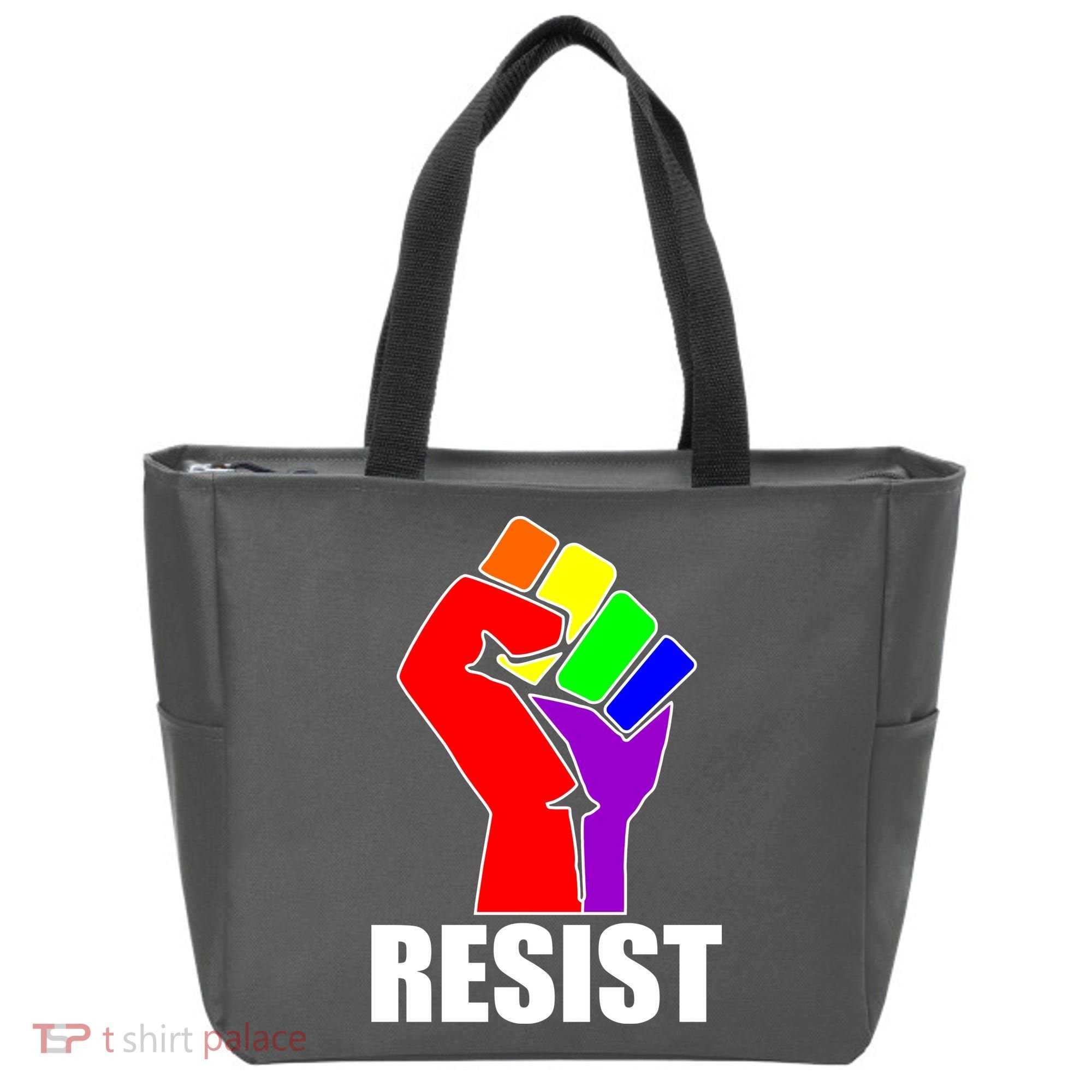 Resist Rainbow Fist National Pride Equality March Tote Bag
