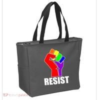 Resist Rainbow Fist National Pride Equality March Tote Bag thumb 2
