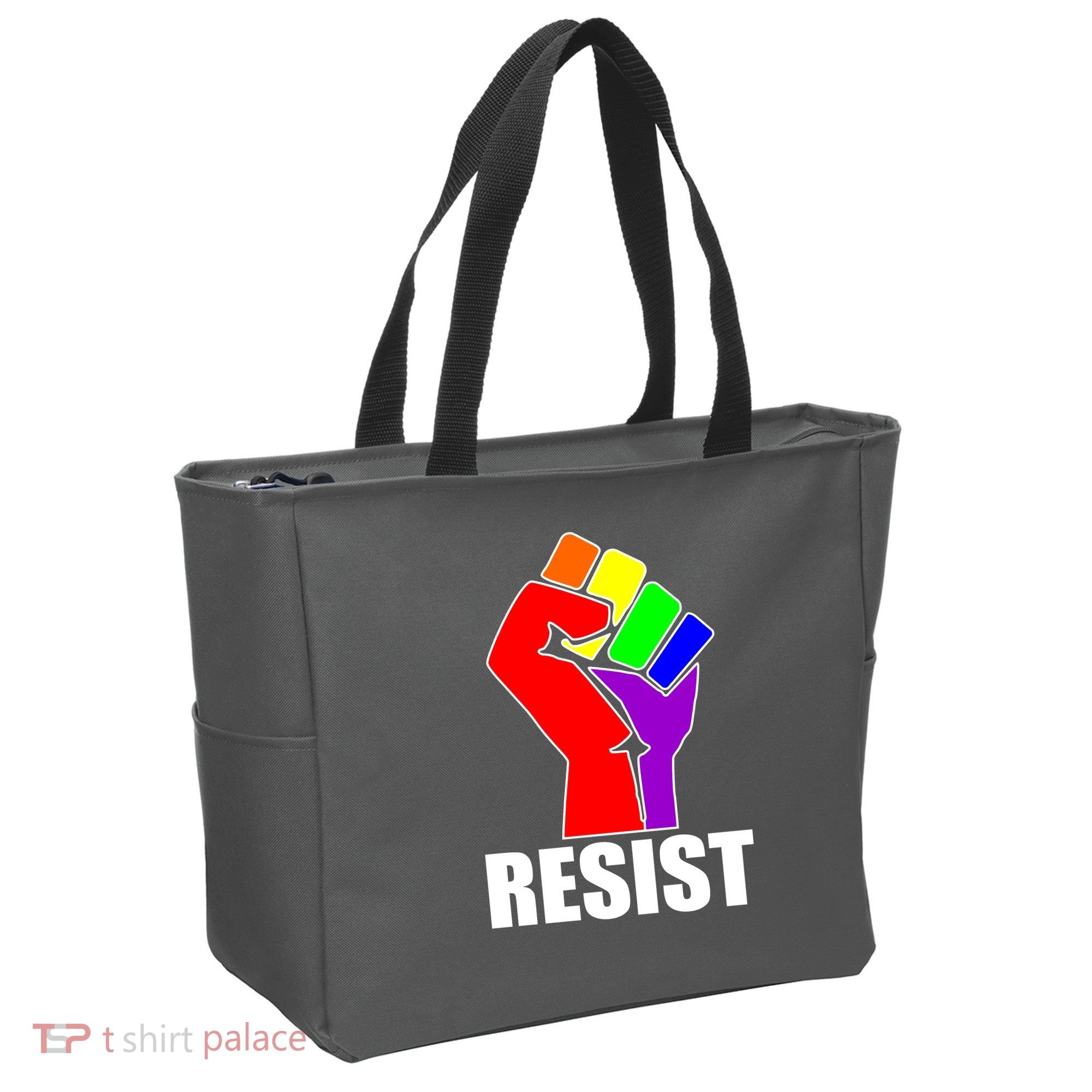 Resist Rainbow Fist National Pride Equality March Tote Bag