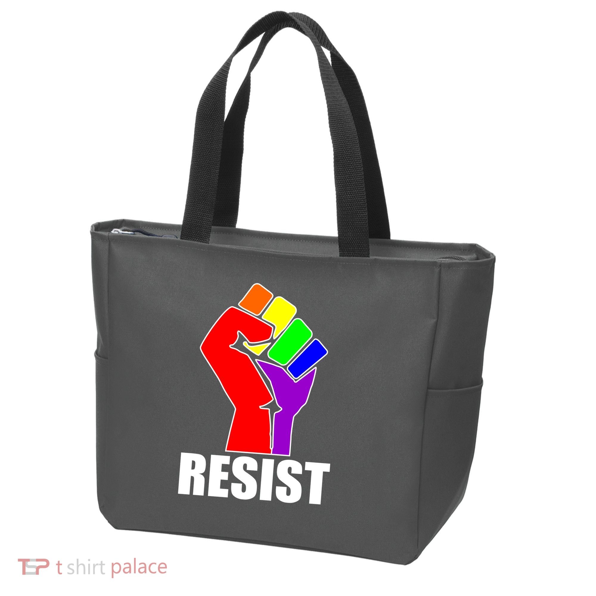 Resist Rainbow Fist National Pride Equality March Tote Bag