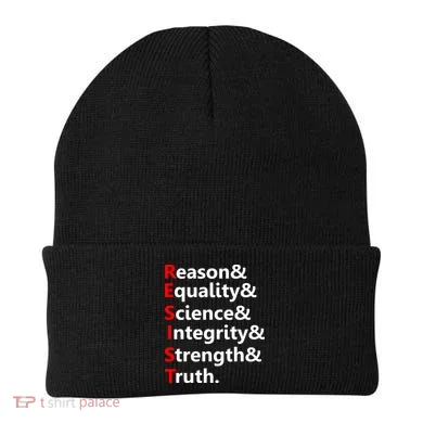 Resist Reason, Equality, Science, Integrity, Strength & Truth. Resistance Beanie