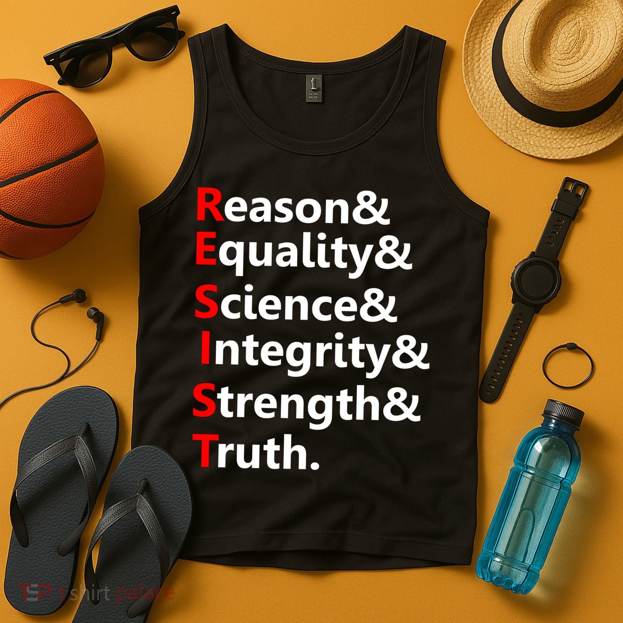 Resist Reason, Equality, Science, Integrity, Strength & Truth. Resistance Tank Top