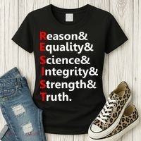 Resist Reason, Equality, Science, Integrity, Strength & Truth. Resistance Women's T-Shirt thumb 3