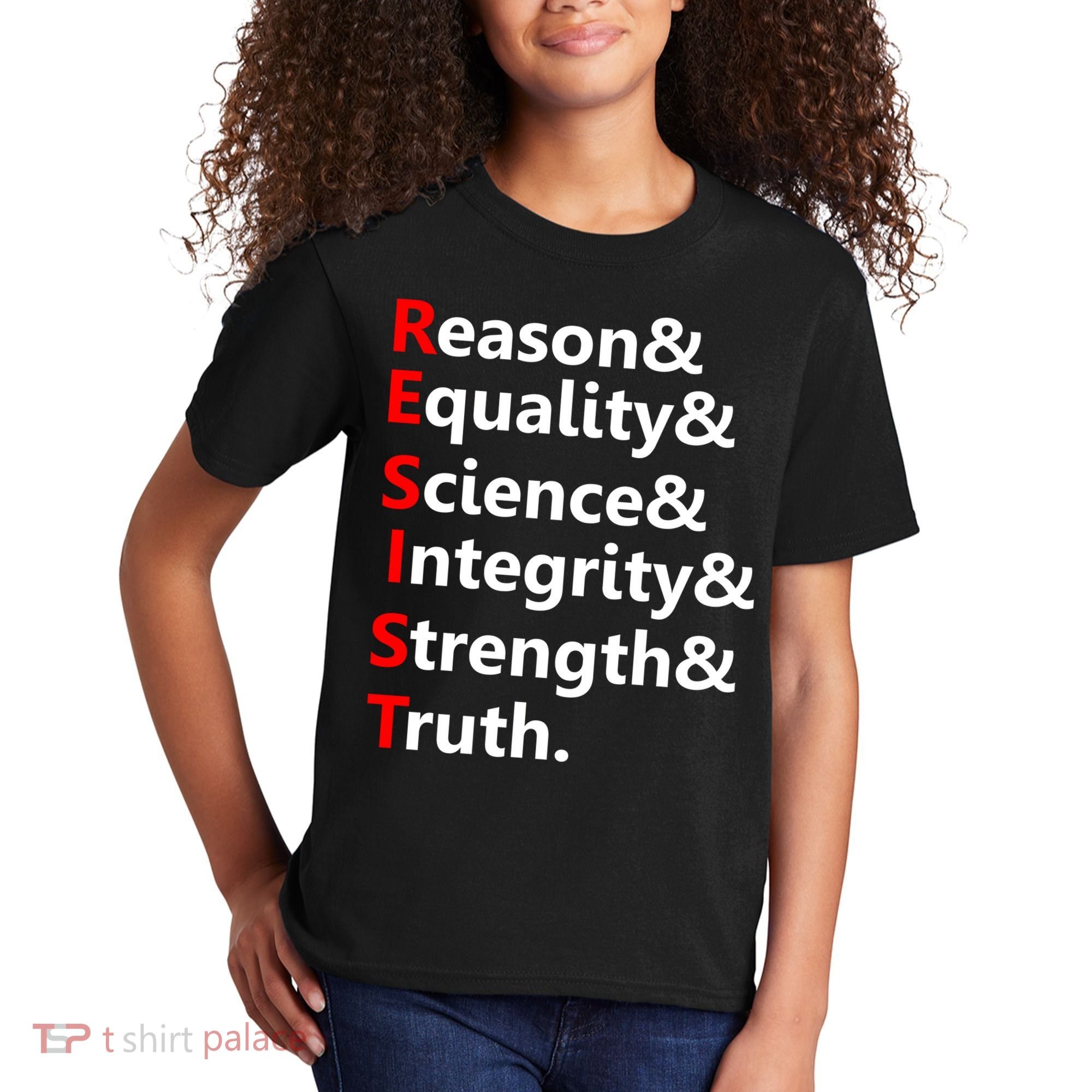 Resist Reason, Equality, Science, Integrity, Strength & Truth. Resistance Kids T-Shirt