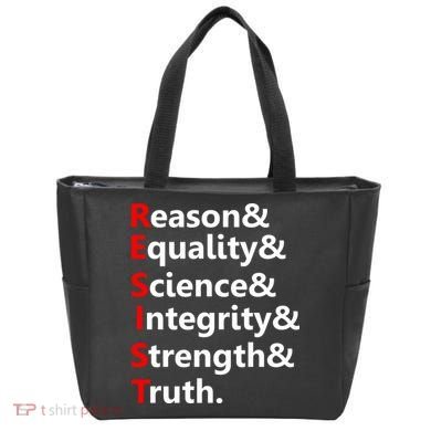 Resist Reason, Equality, Science, Integrity, Strength & Truth. Resistance Tote Bag
