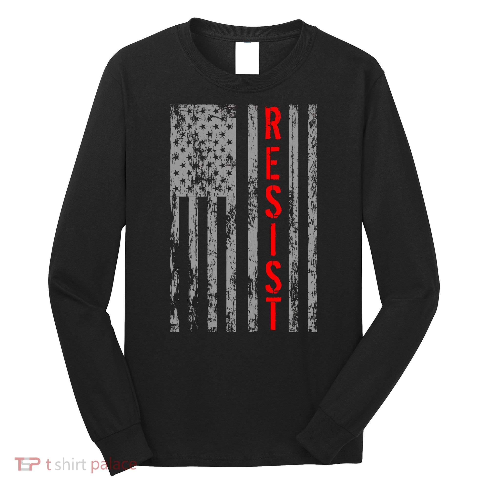 Resist Retro USA Flag The Resistance Anti Trump Long Sleeve Shirt