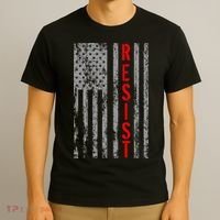 Resist Retro USA Flag The Resistance Anti Trump T-Shirt thumb 3