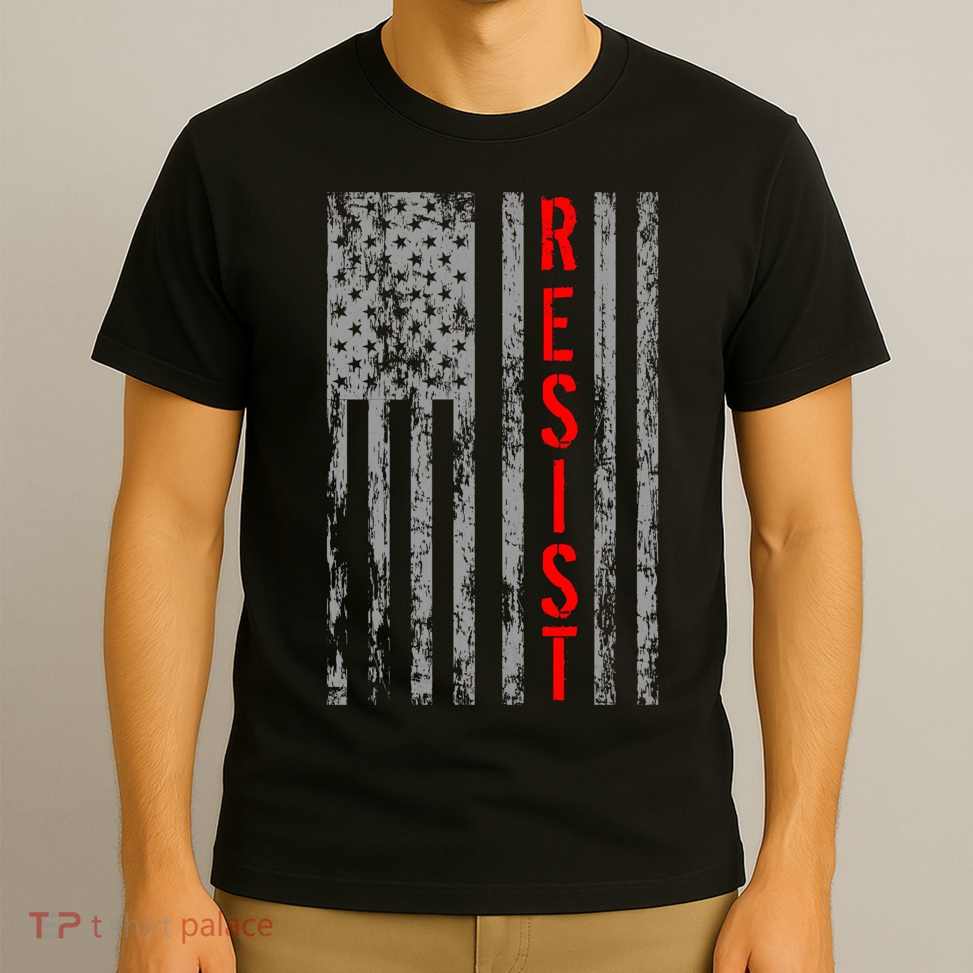 Resist Retro USA Flag The Resistance Anti Trump T-Shirt