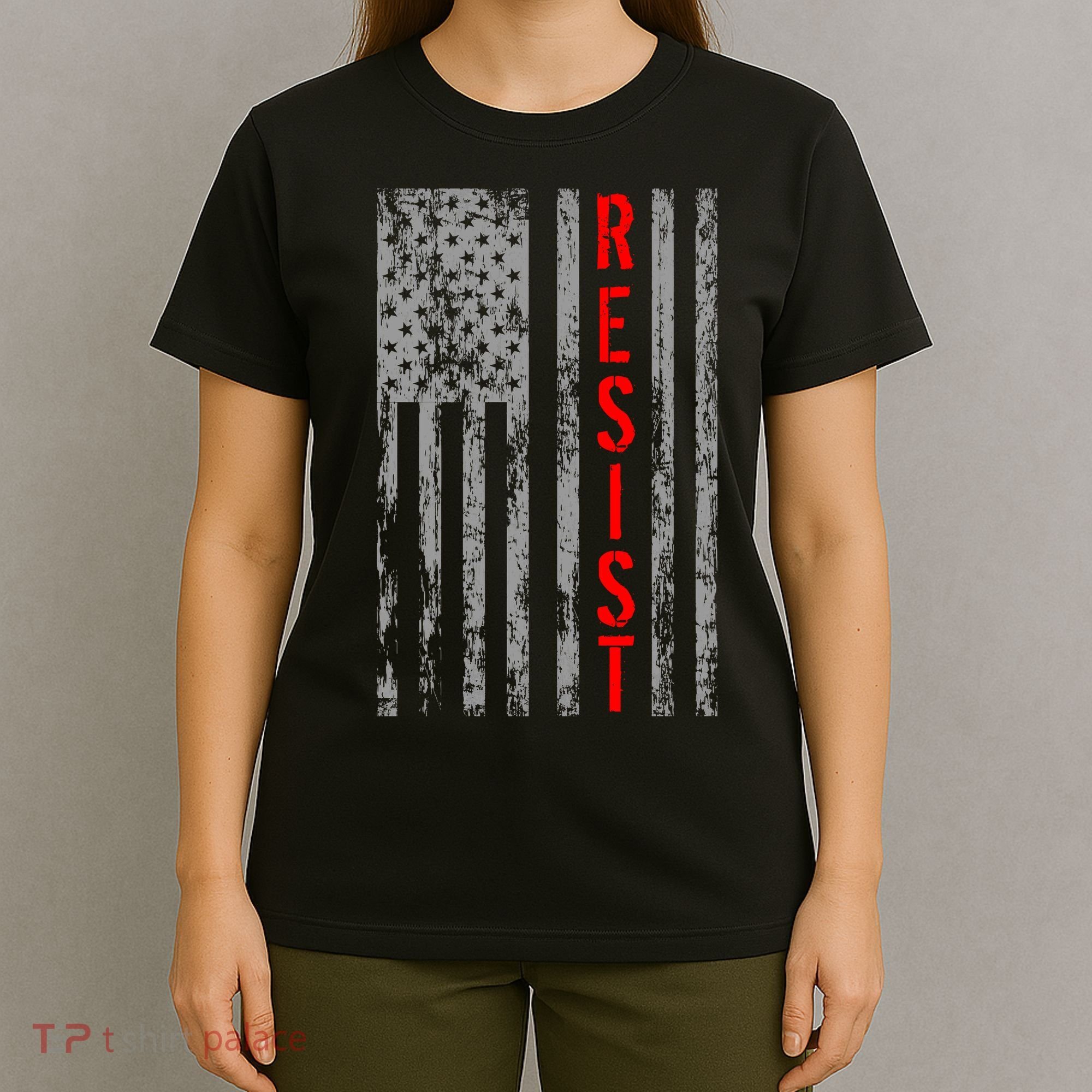 Resist Retro USA Flag The Resistance Anti Trump T-Shirt