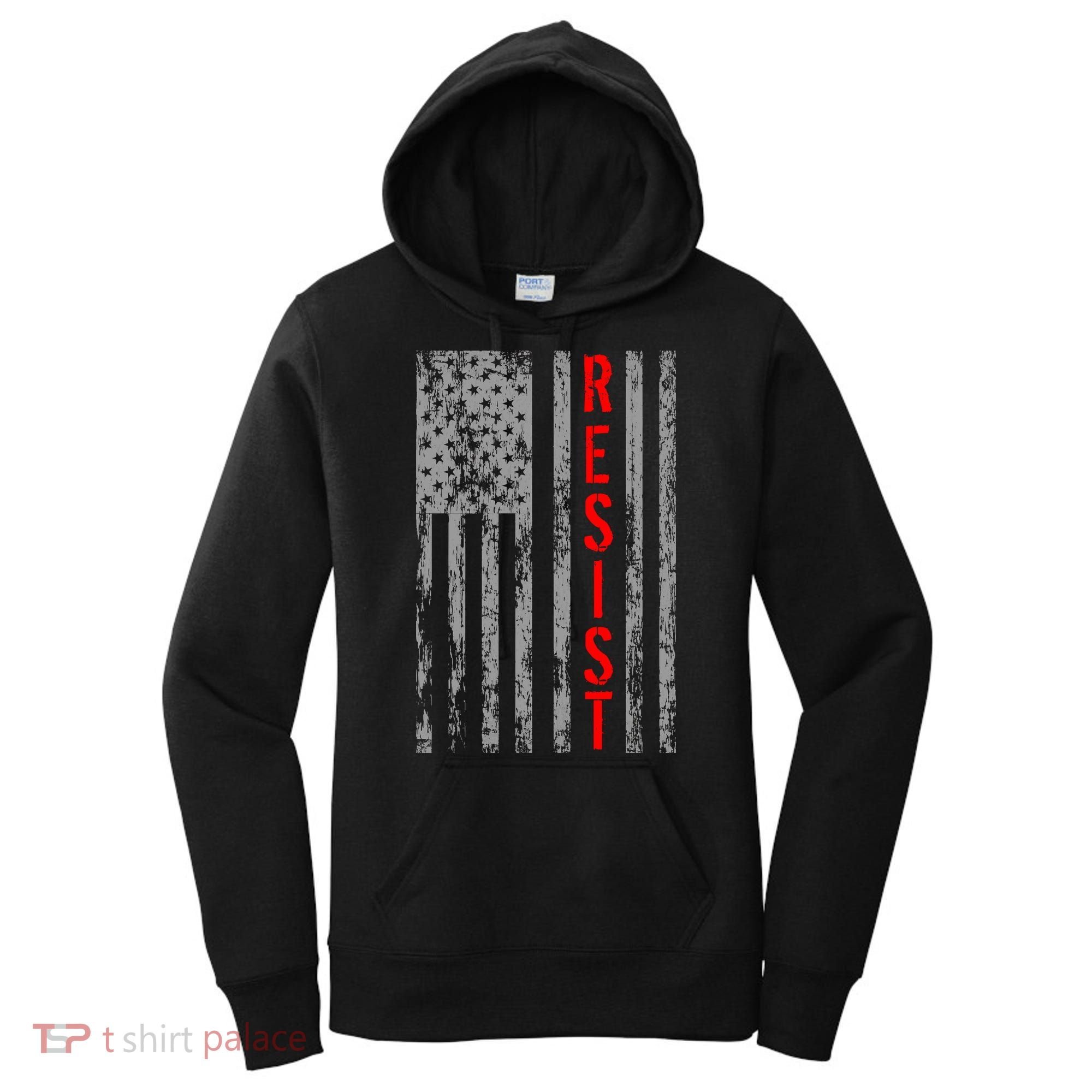 Resist Retro USA Flag The Resistance Anti Trump Women's Hoodie