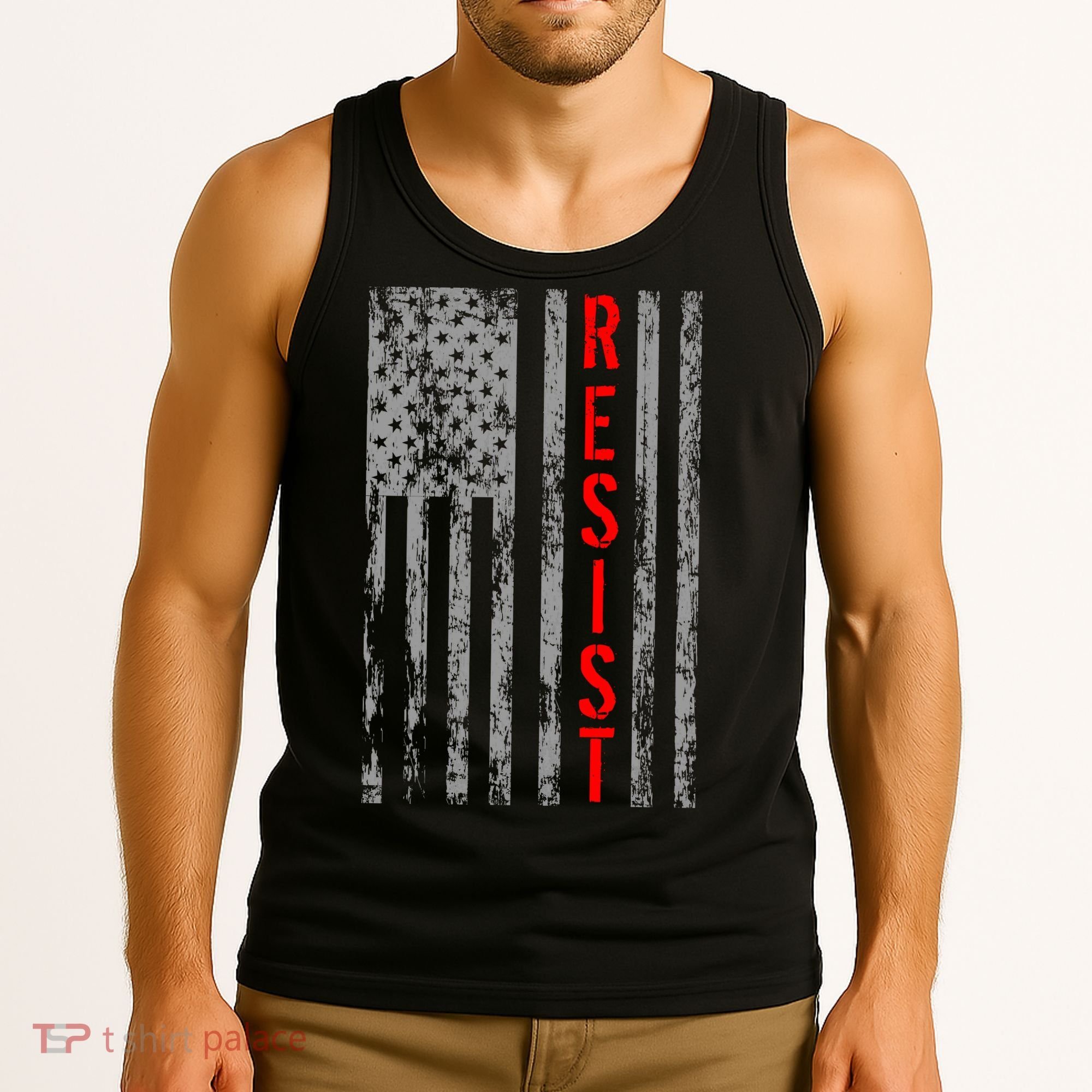 Resist Retro USA Flag The Resistance Anti Trump Tank Top