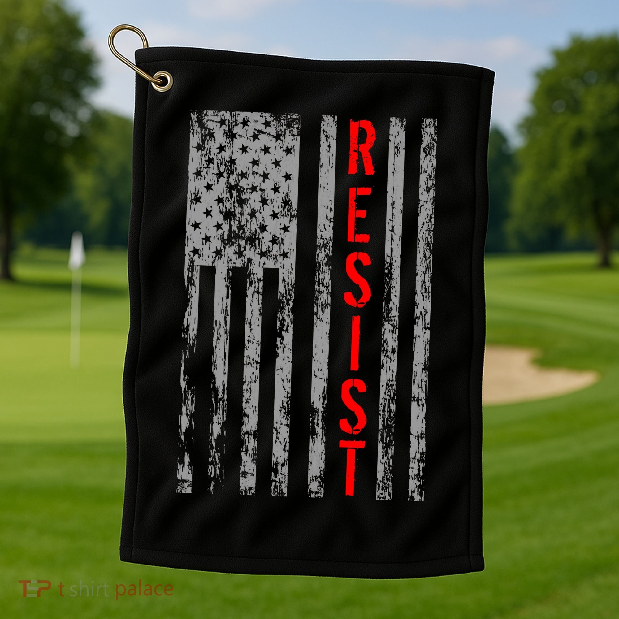 Resist Retro USA Flag The Resistance Anti Trump Golf Towel