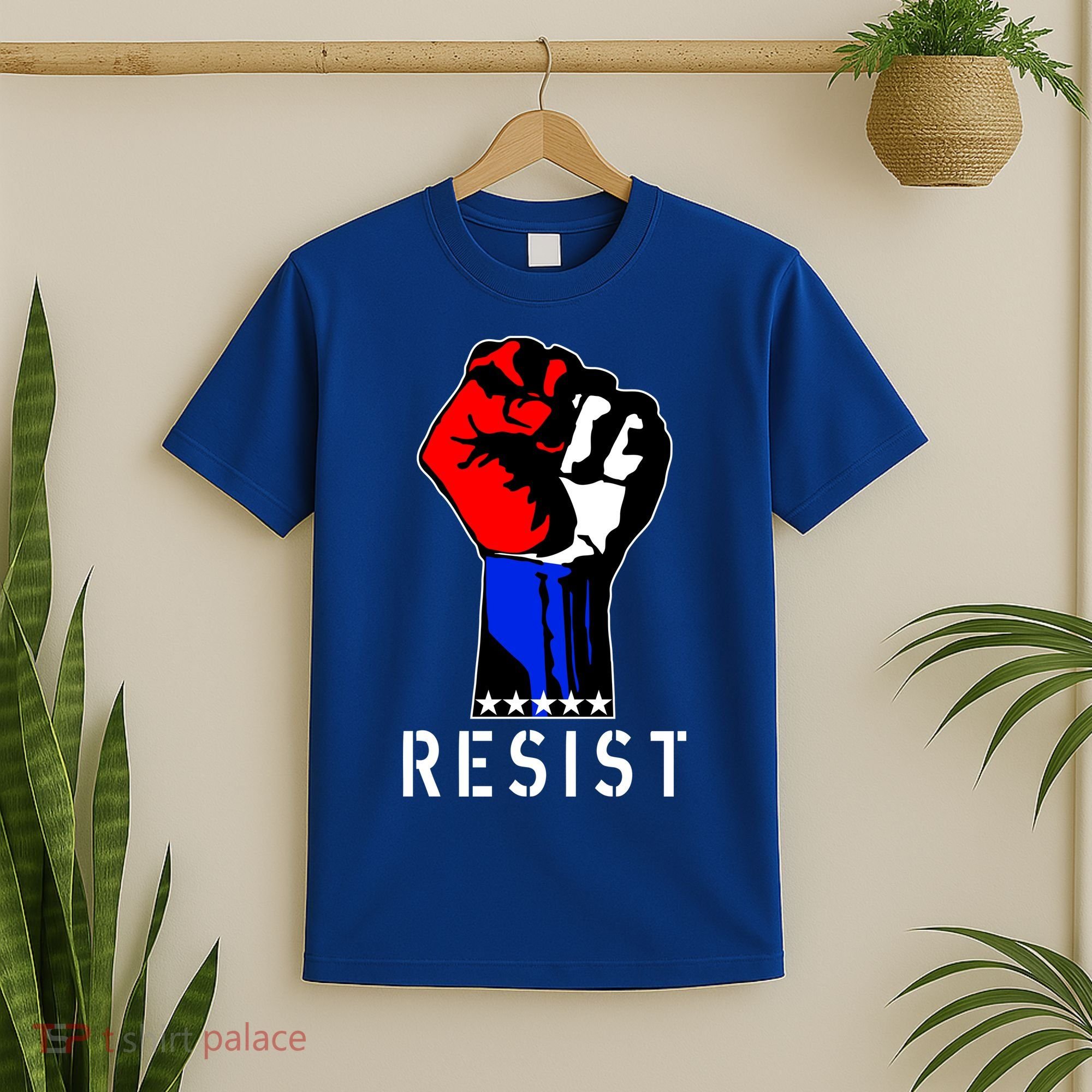 Resist Revolution Fight USA Stars Flag Fist Anti Trump T-Shirt