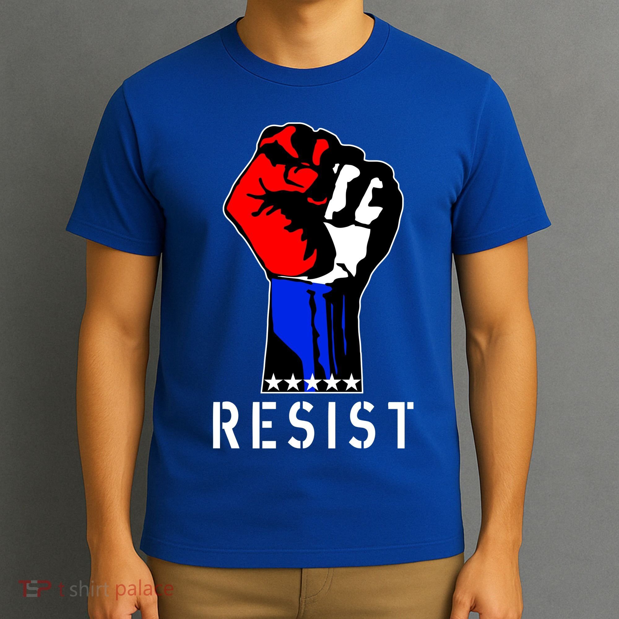 Resist Revolution Fight USA Stars Flag Fist Anti Trump T-Shirt