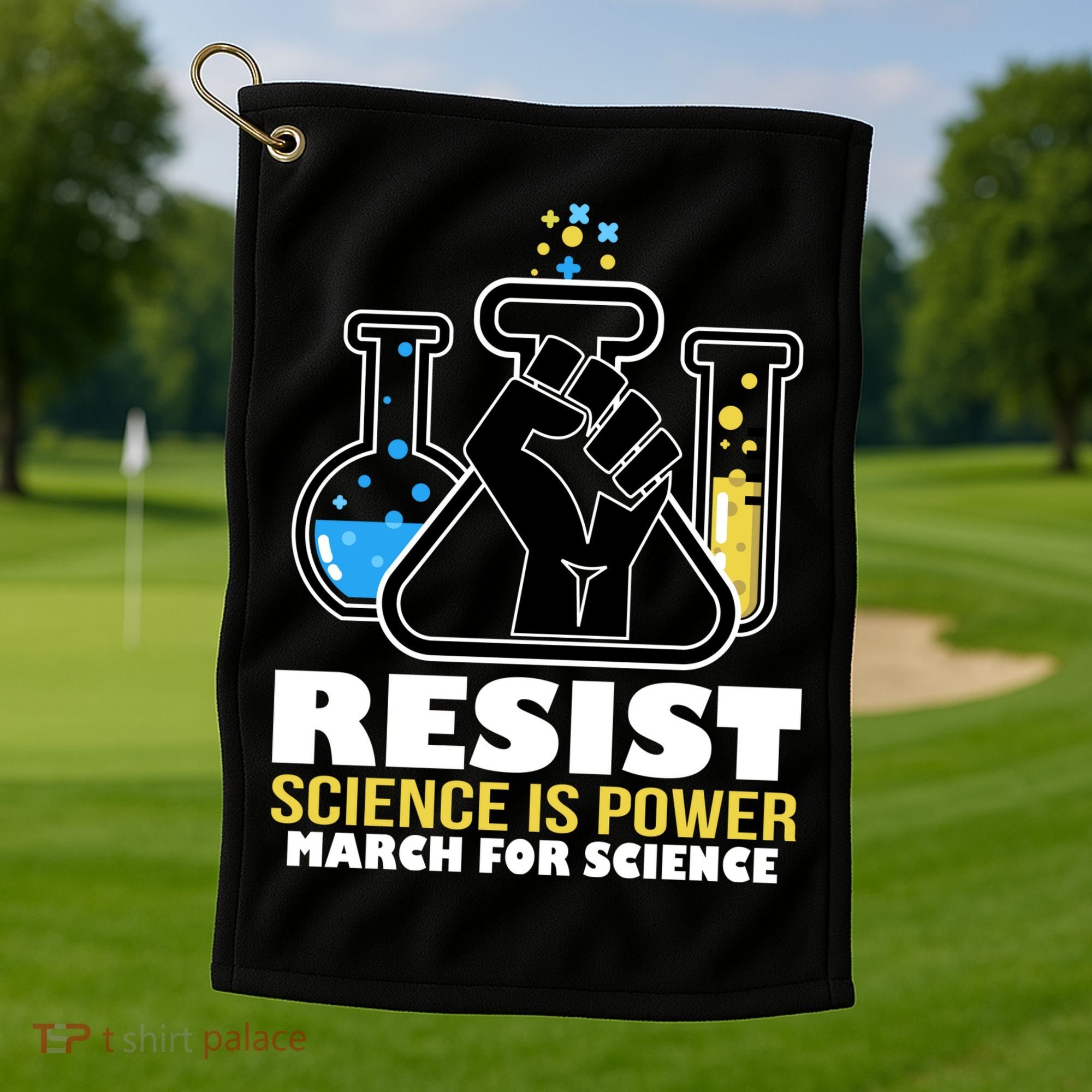 Resist Science is Power March for Science Fist Logo Golf Towel