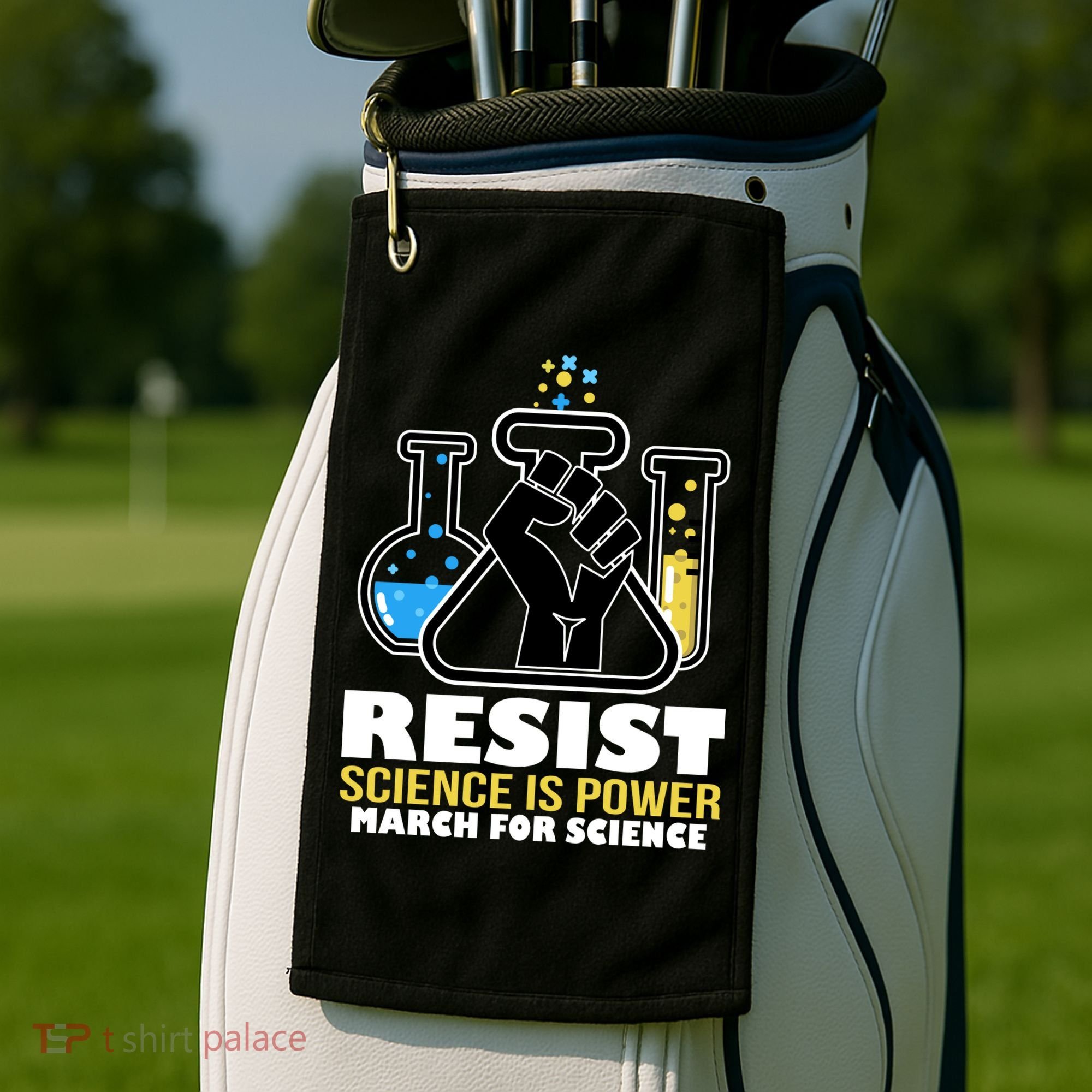 Resist Science is Power March for Science Fist Logo Golf Towel