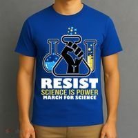 Resist Science is Power March for Science Fist Logo T-Shirt thumb 3