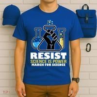 Resist Science is Power March for Science Fist Logo T-Shirt thumb 6