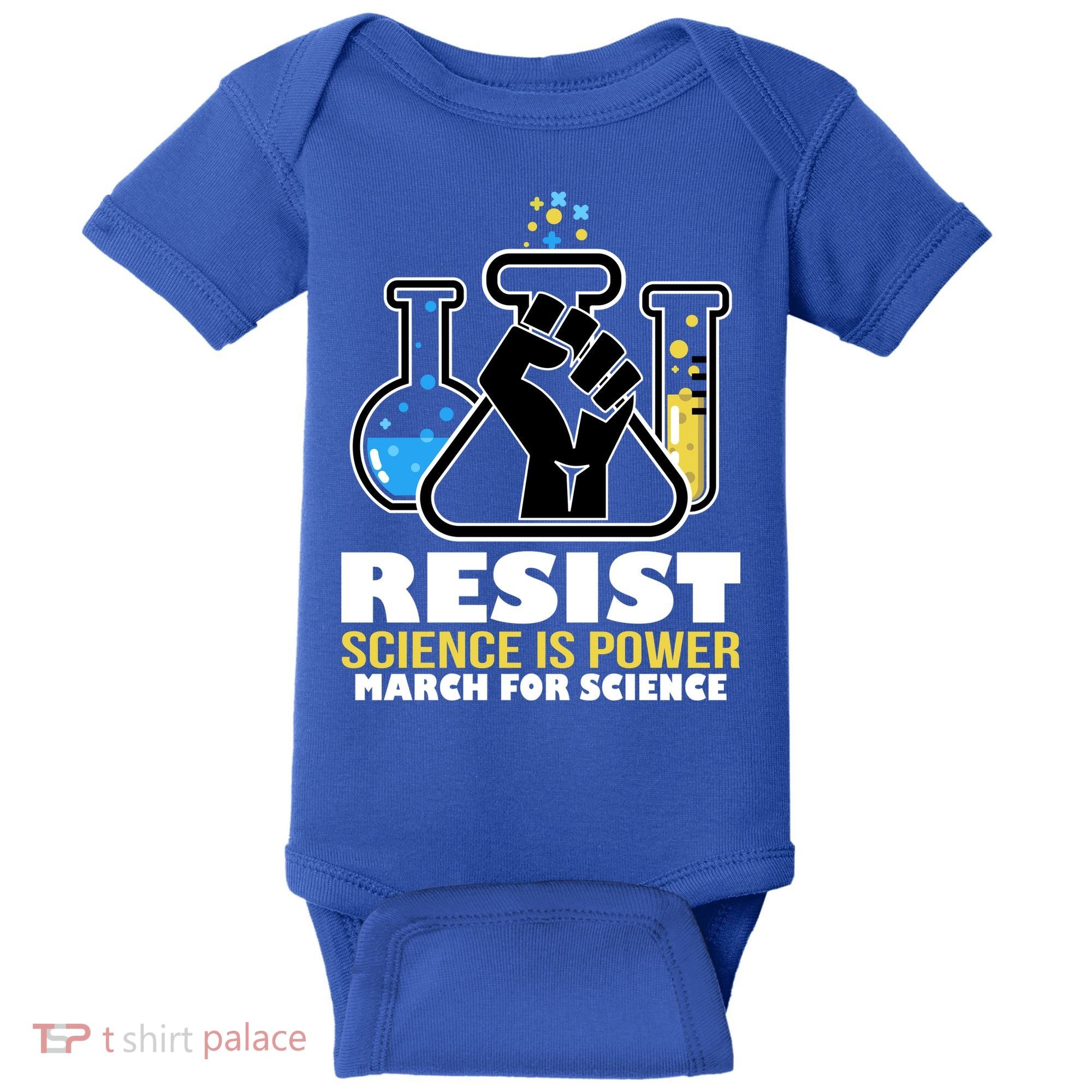 Resist Science is Power March for Science Fist Logo Baby Bodysuit