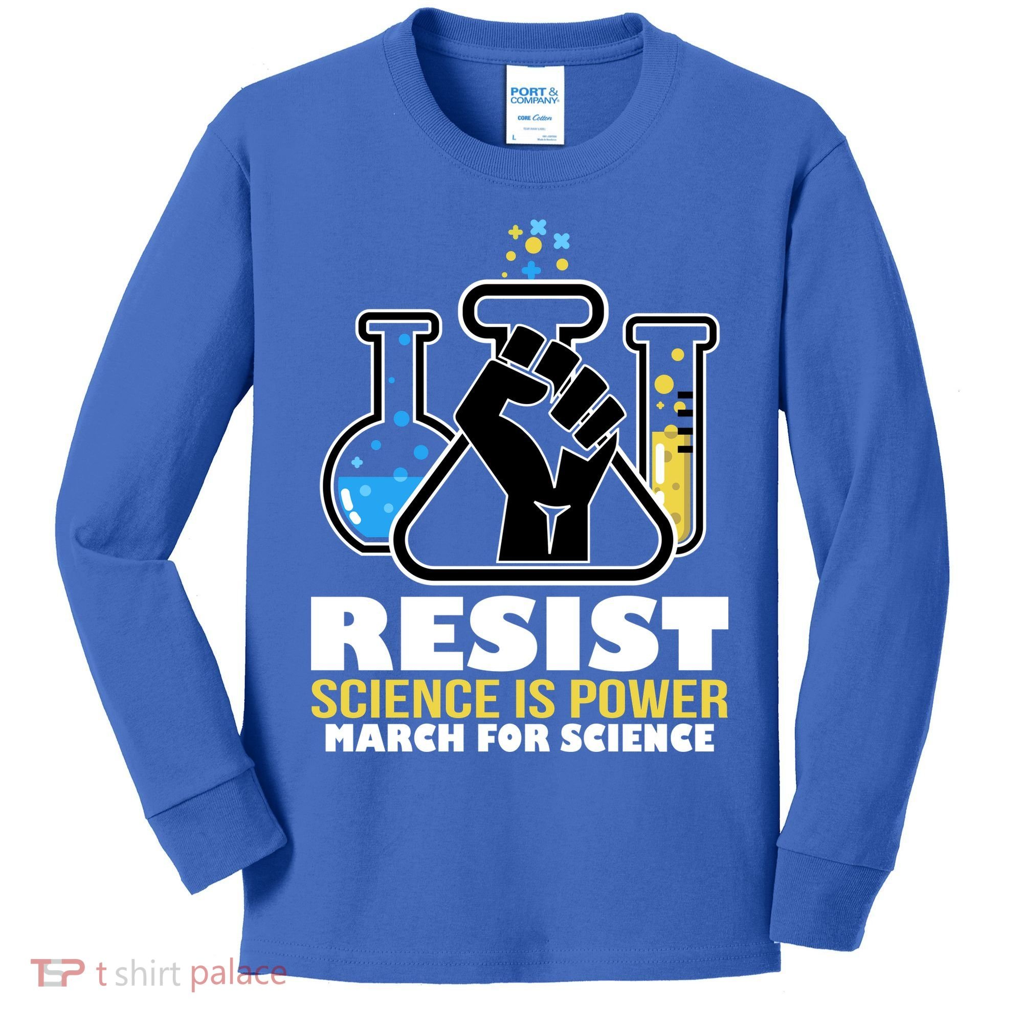 Resist Science is Power March for Science Fist Logo Kids Long Sleeve Shirt