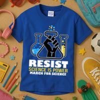 Resist Science is Power March for Science Fist Logo Kids T-Shirt thumb 3