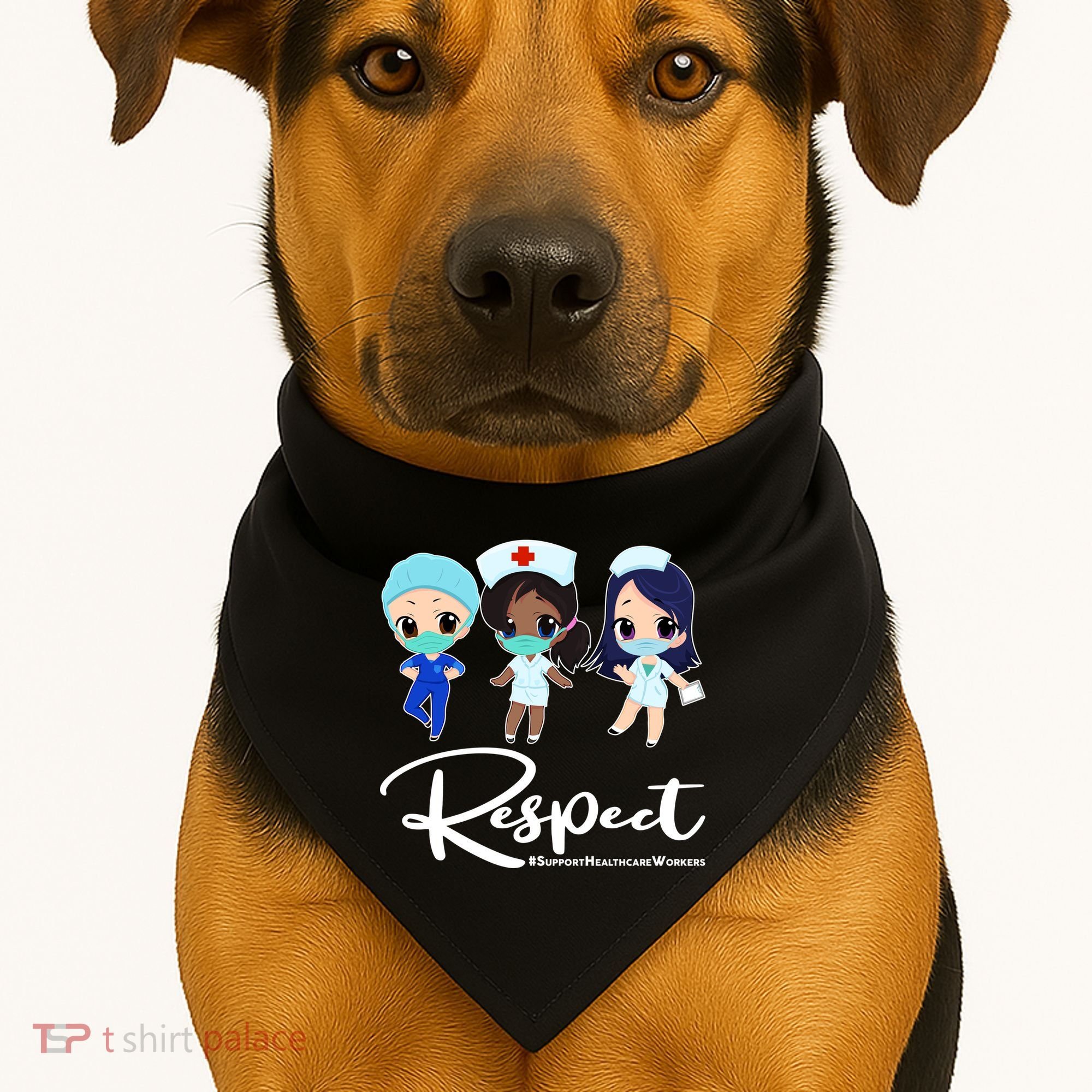 Respect Support Healthcare Workers USA-Made Doggie Bandana