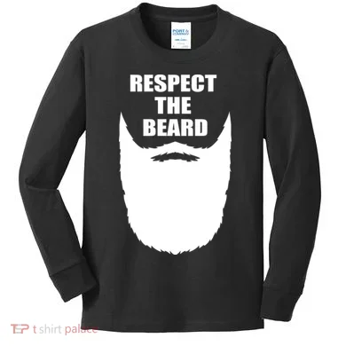 Respect The Beard Funny Bearded Kids Long Sleeve Shirt