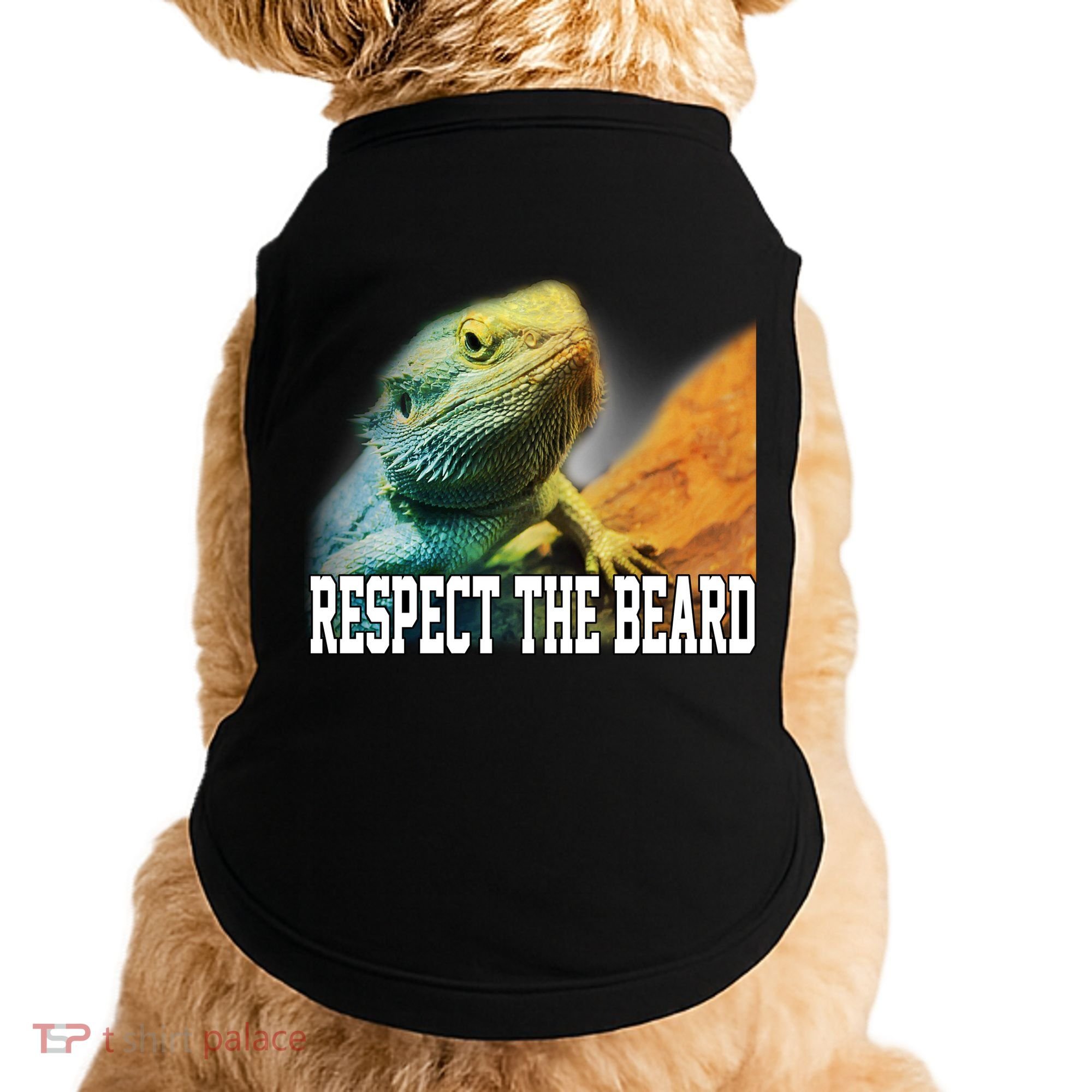 Respect The Beard Funny Bearded Dragon Doggie Tank