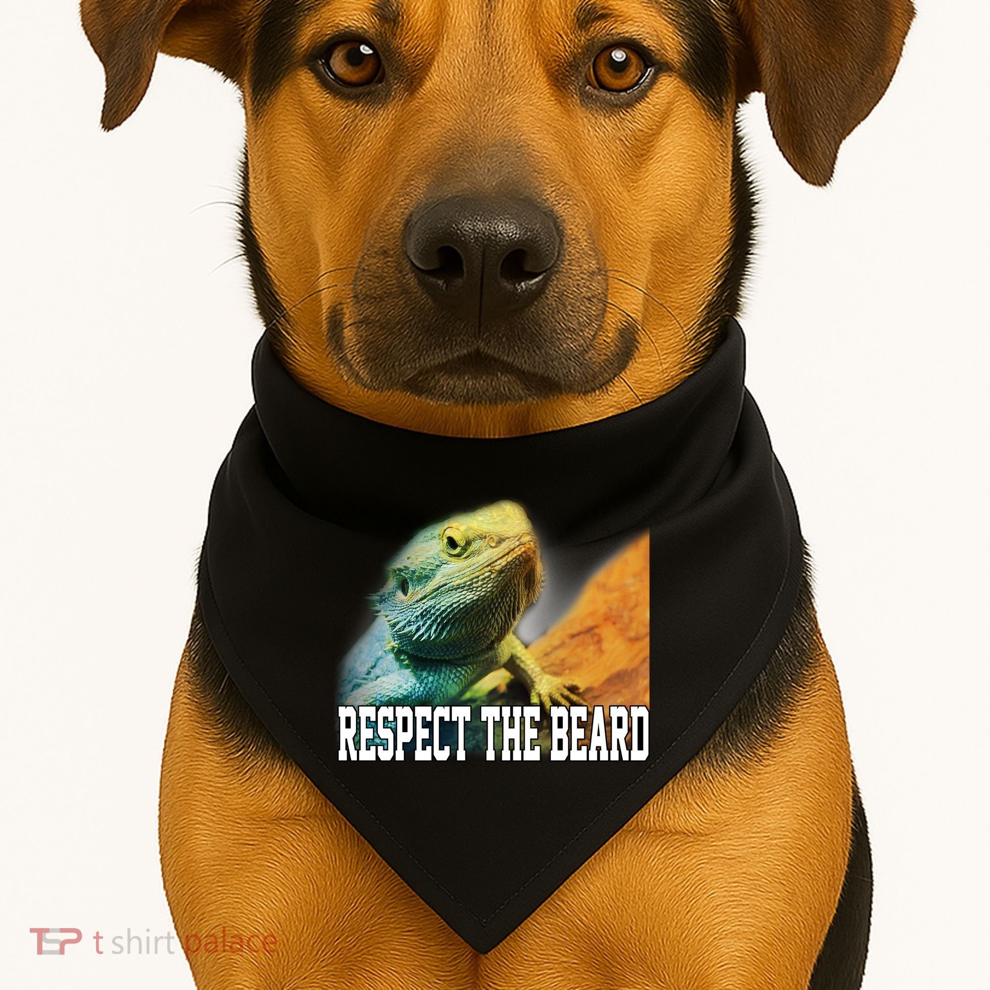 Respect The Beard Funny Bearded Dragon USA-Made Doggie Bandana