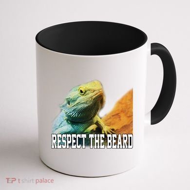 Respect The Beard Funny Bearded Dragon Coffee Mug back