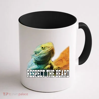 Respect The Beard Funny Bearded Dragon Coffee Mug back