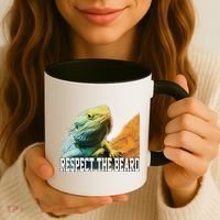 Respect The Beard Funny Bearded Dragon Coffee Mug thumb 3