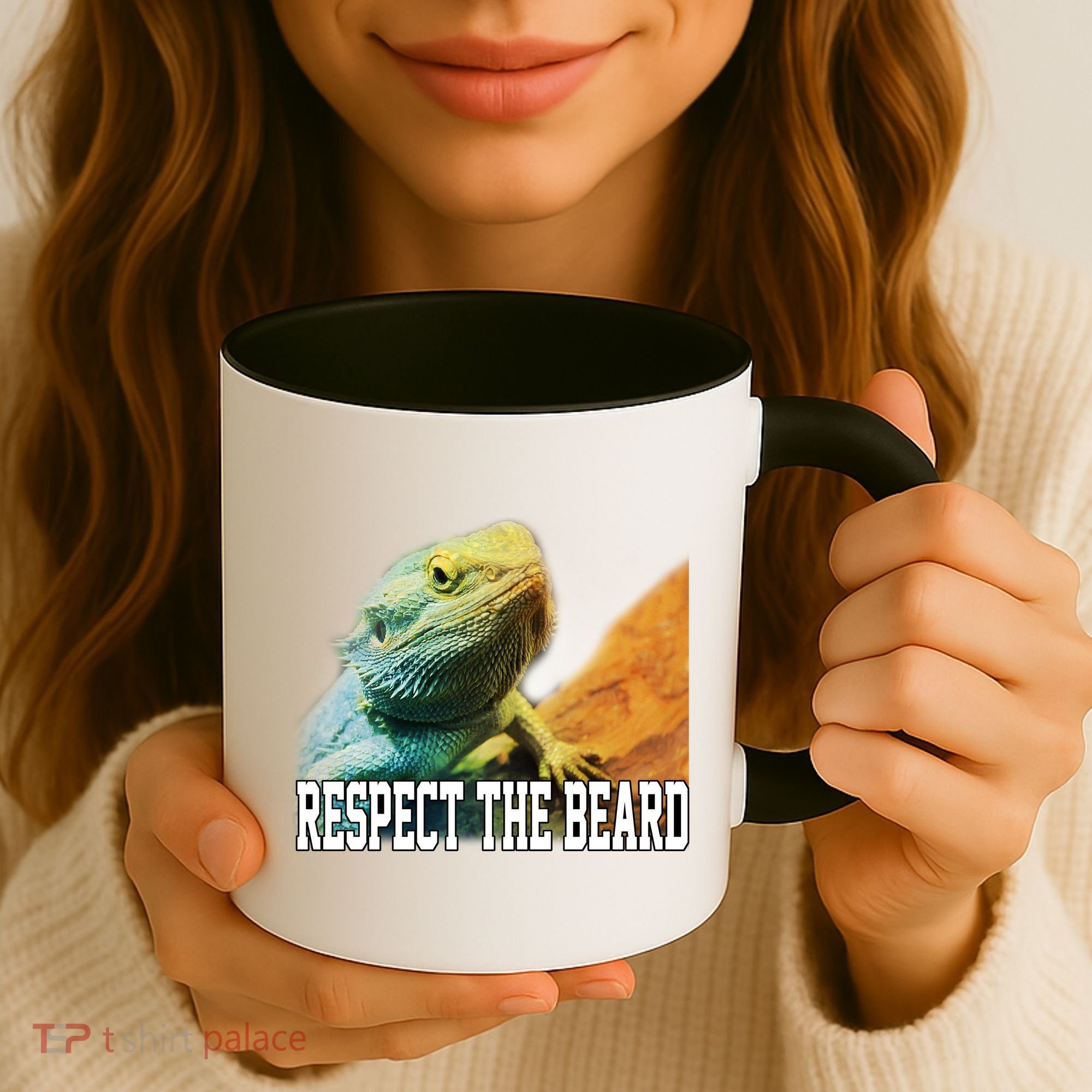 Respect The Beard Funny Bearded Dragon Coffee Mug