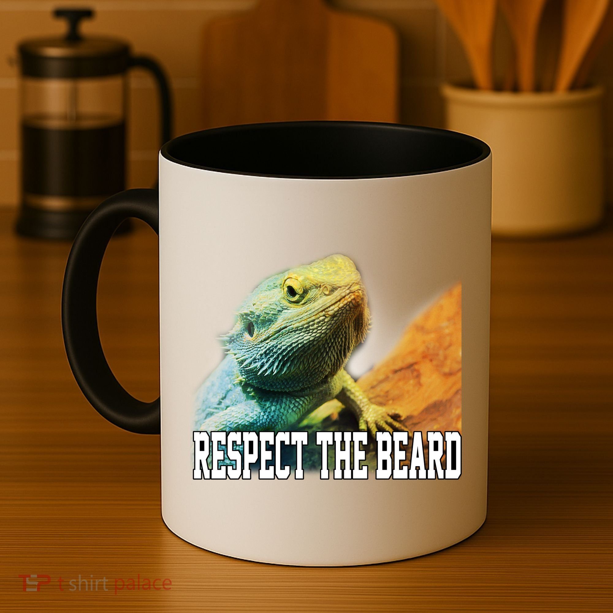 Respect The Beard Funny Bearded Dragon Coffee Mug