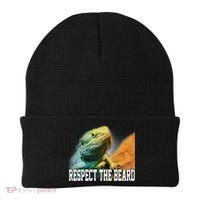 Respect The Beard Funny Bearded Dragon Beanie thumb 0