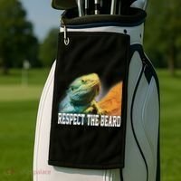 Respect The Beard Funny Bearded Dragon Golf Towel thumb 2