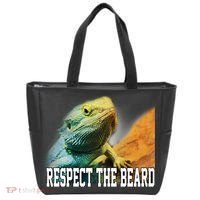 Respect The Beard Funny Bearded Dragon Tote Bag thumb 0