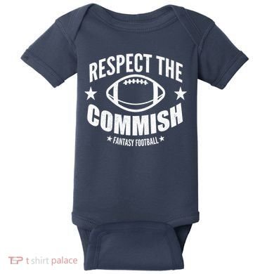 Respect The Commish Fantasy Football Baby Bodysuit