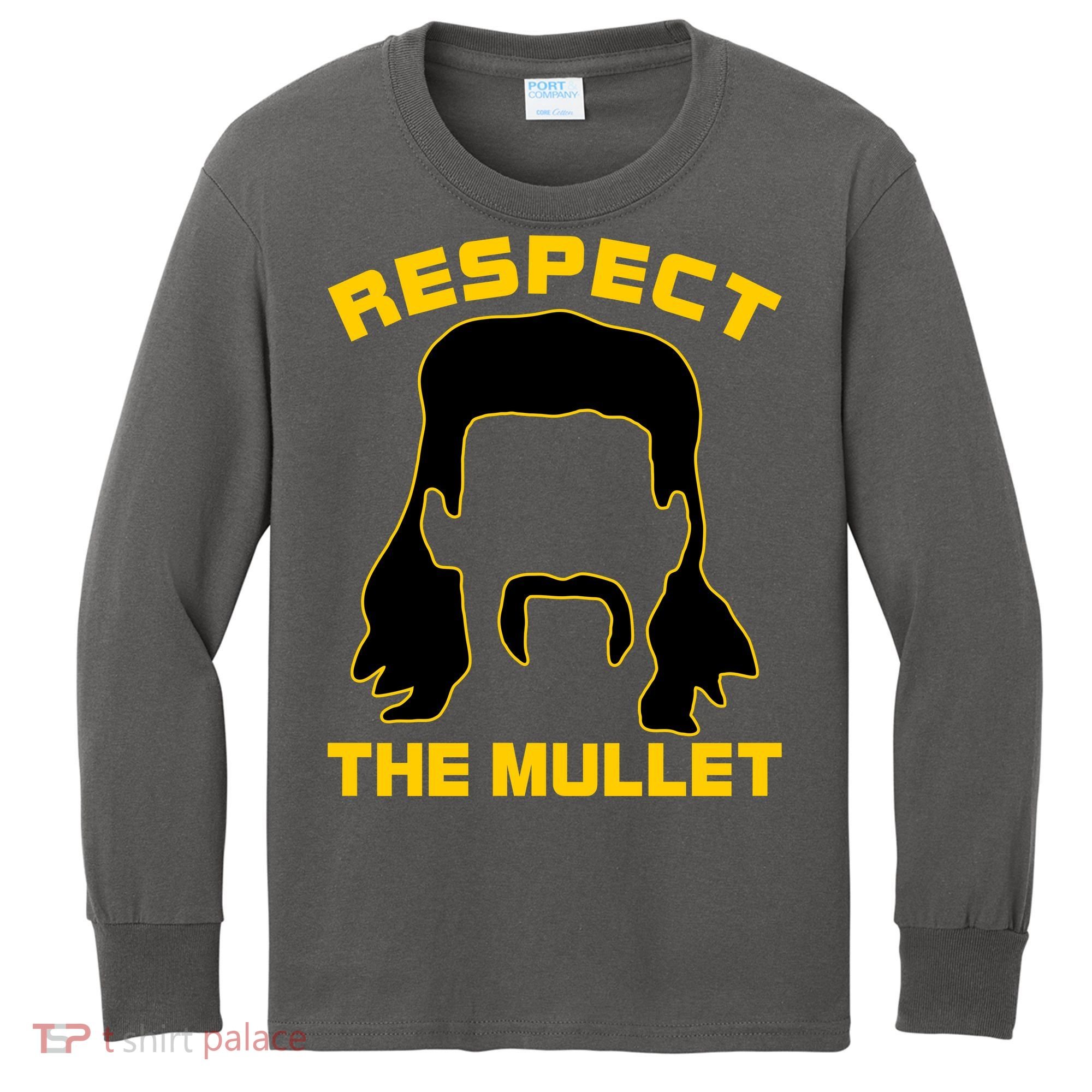Respect The Mullet Hair Game Kids Long Sleeve Shirt