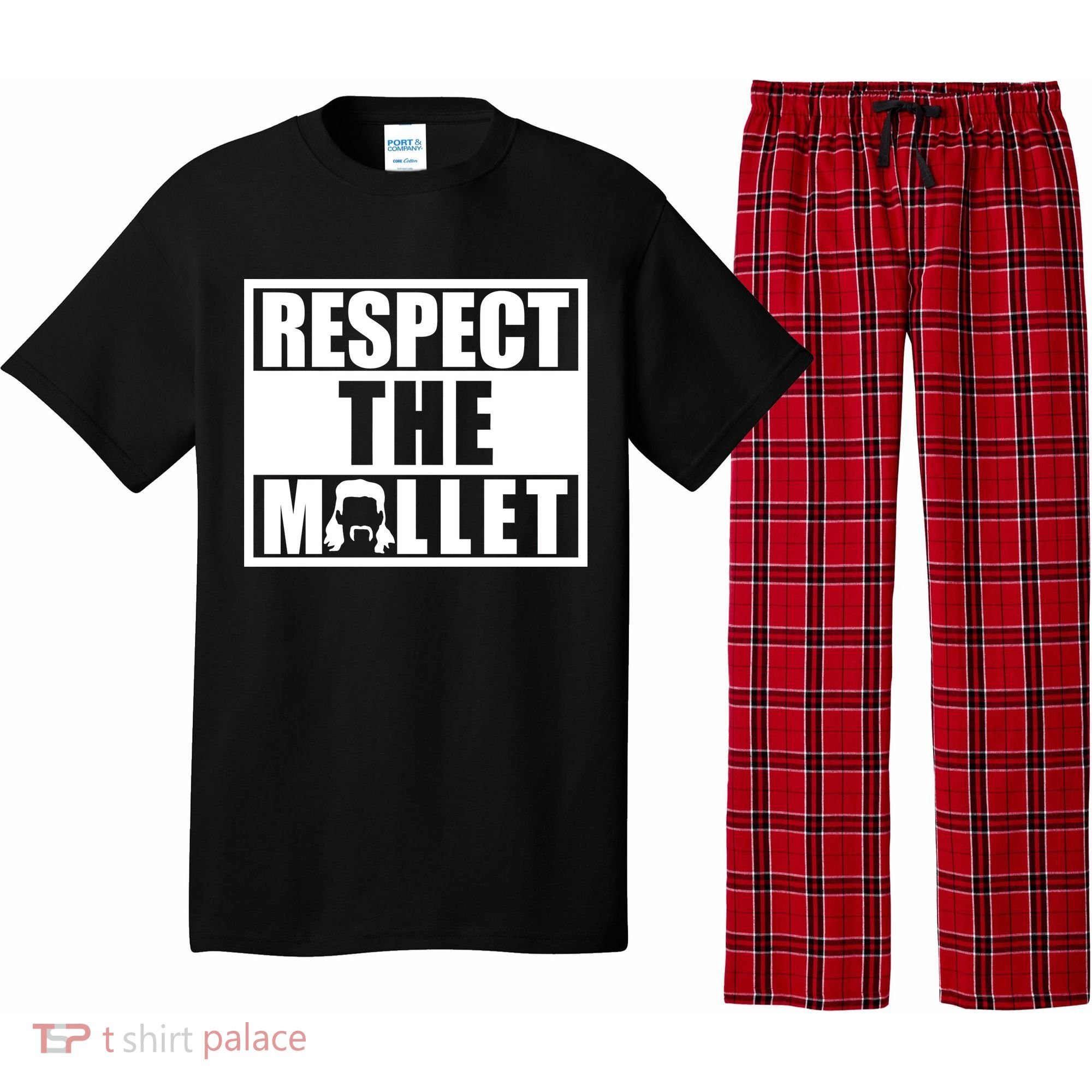 Respect The Mullet Hair Game Box Graphic Pajama Set