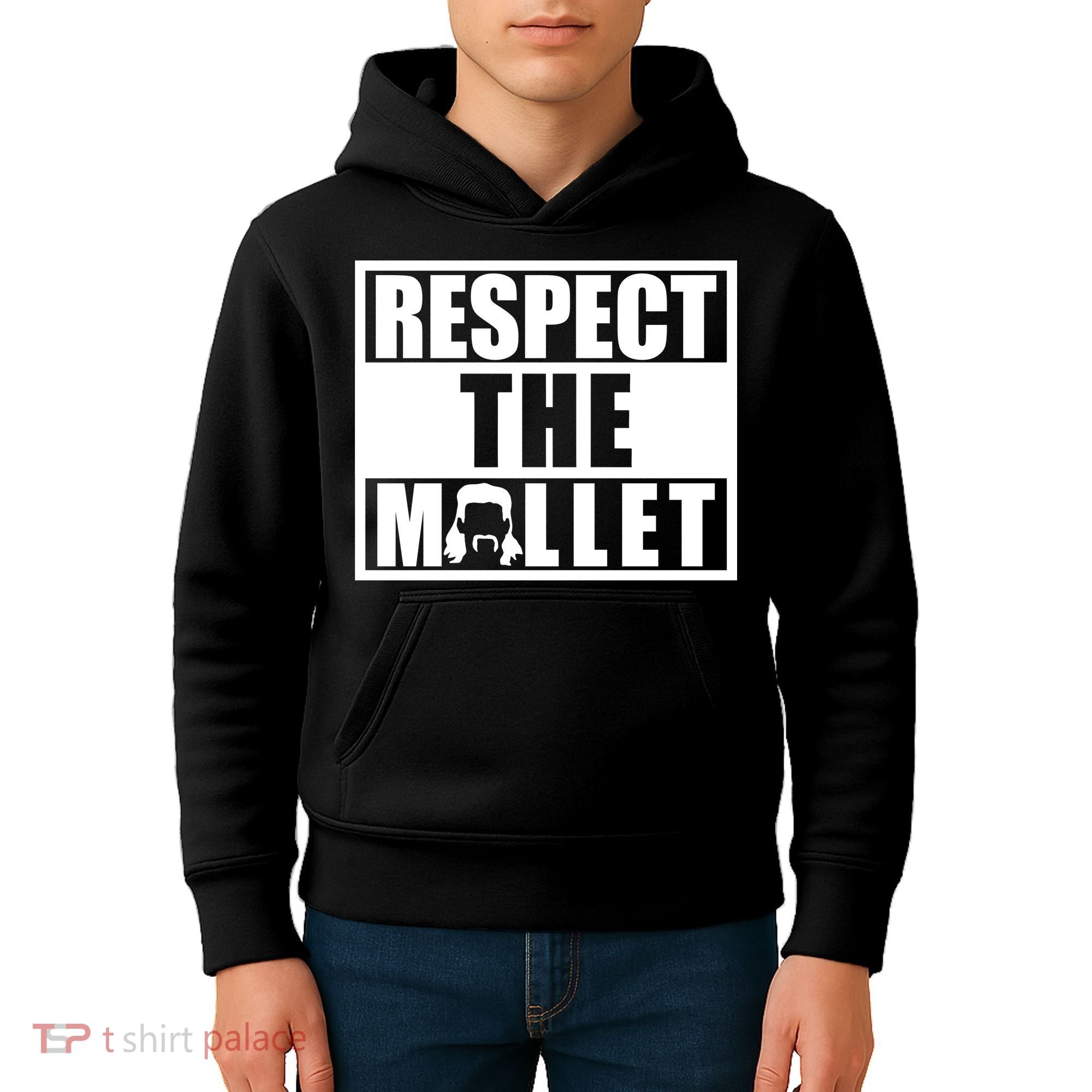 Respect The Mullet Hair Game Box Graphic Kids Hoodie