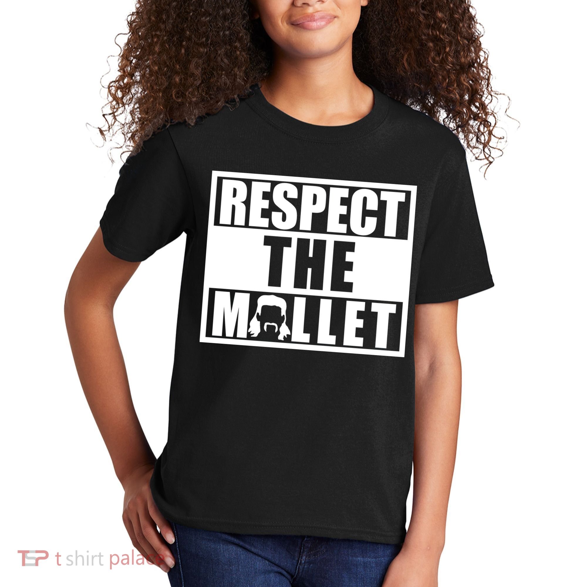 Respect The Mullet Hair Game Box Graphic Kids T-Shirt