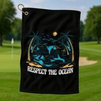 Respect The Ocean Golf Towel thumb 1