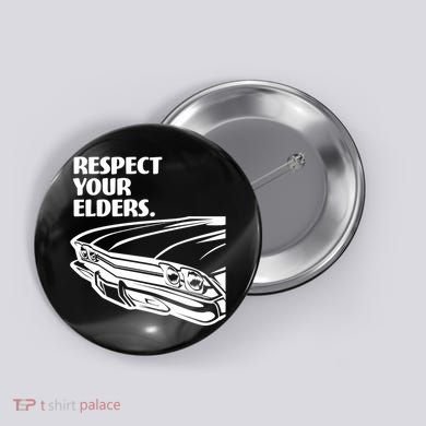 Respect Your Elders Vintage Classic Cars Button